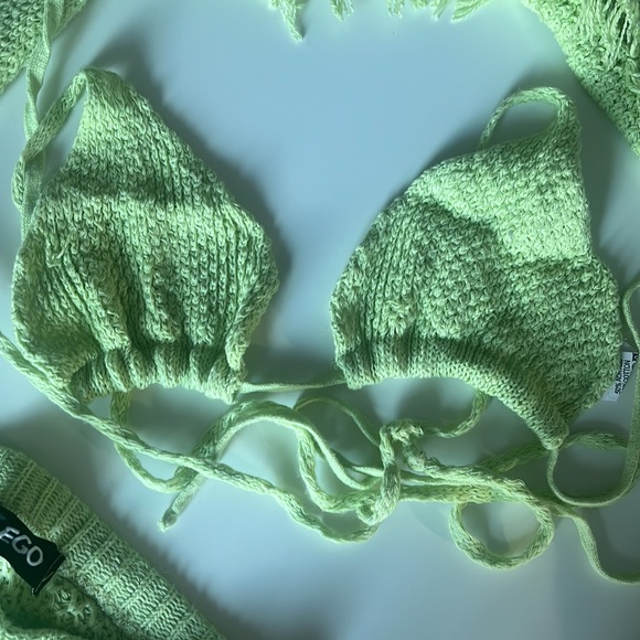 3 piece knitted green skirt set size XS - Picture 3 of 4